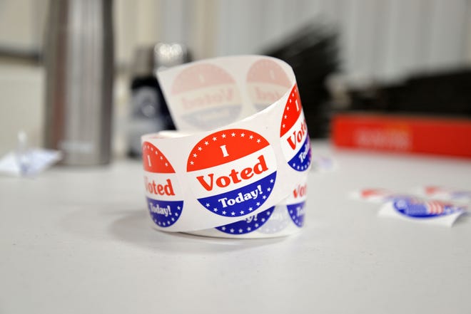 An "I voted today" sticker on Nov. 3, 2020.