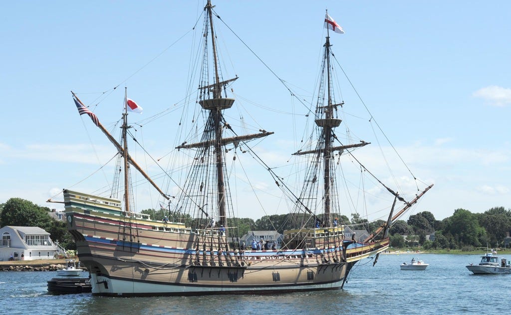 The Mayflower II is a full-scale reproduction of the vessel that sat in Provincetown Harbor 400 years ago as the Pilgrims aboard argued over how they would govern themselves.