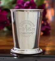 A silver plated mint julep cup available for purchase at the Kentucky Derby Museum.