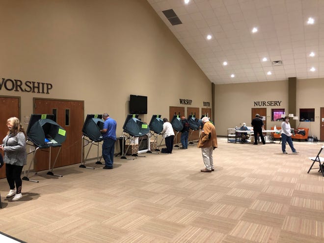 Voters cast their ballots at the Hagerstown New Testament Church vote center on Election Day, Nov. 3, 2020.