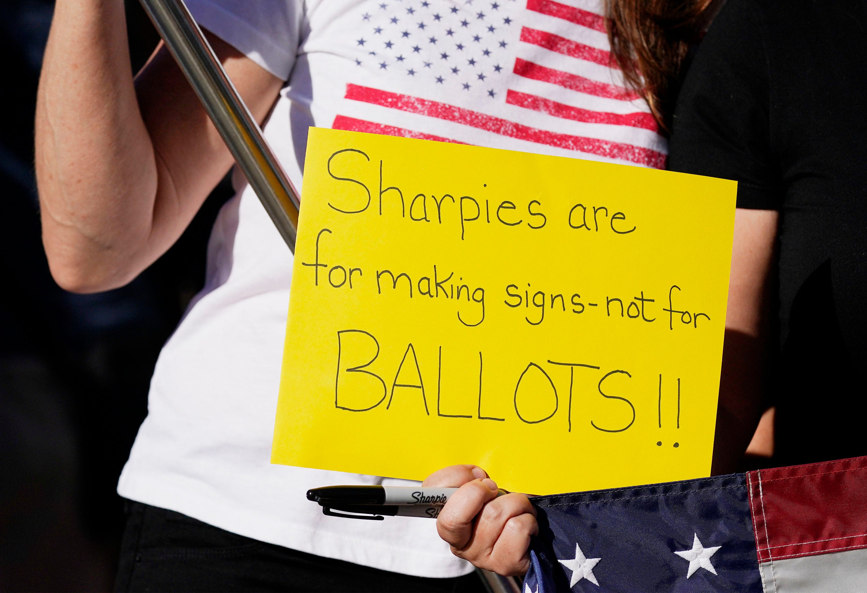 Supporters of President Donald Trump rally outside the Phoenix City Hall on Nov. 5, 2020.