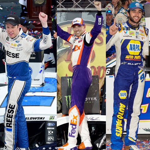 (From left to right) Joey Logano, Brad Keselowski,