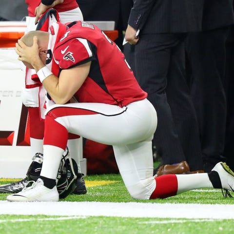 The Atlanta Falcons had a 28-3 lead over the New E