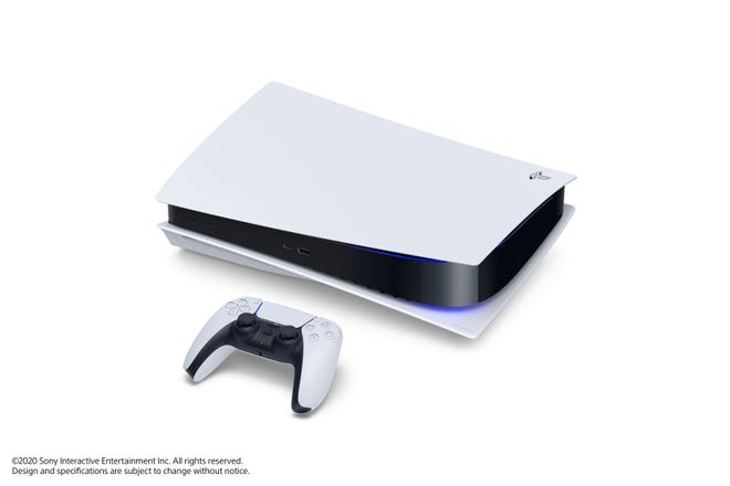 The PlayStation 5 with DualSense controller.