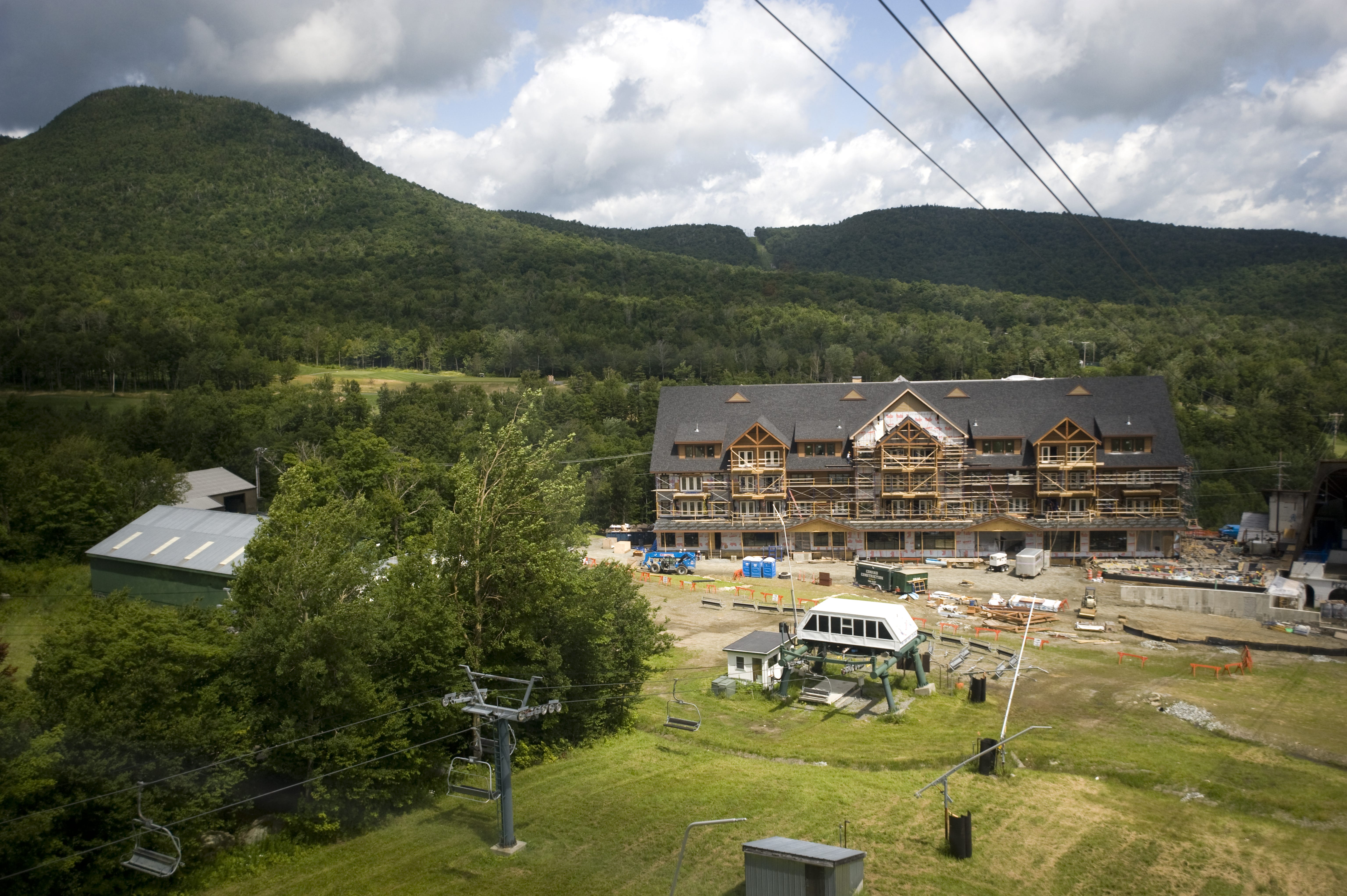 Jay Peak Resort is well underway with the construction of the resort's new hotel which sits alongside the resort's popular tram on Wednesday August 5, 2009.