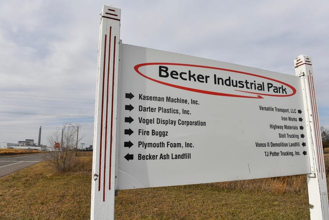 A sign points out businesses in the Becker Industrial Park Saturday, Nov. 7, 2020 in Becker. State legislators approved a bonding bill in October that included $20.5 million for Becker business development.