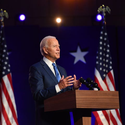 Democratic presidential nominee Joe Biden delivers