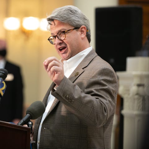 Gabriel Sterling speaks at a press conference Frid