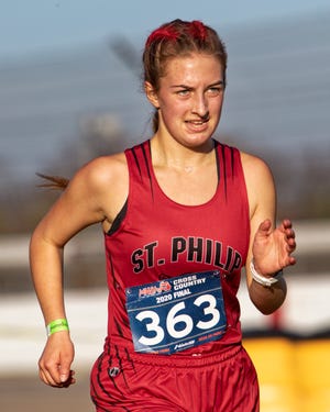 Ari Potoni of Battle Creek St. Philip's took home eleventh place in the MHSAA Division 4 girls cross country championship Saturday Nov. 7, 2020 at Michigan International Speedway.
