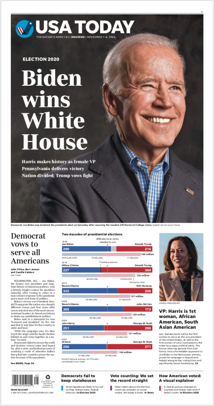President-elect Joe Biden is featured in USA TODAY's special print edition, Saturday, Nov. 7, after the election.