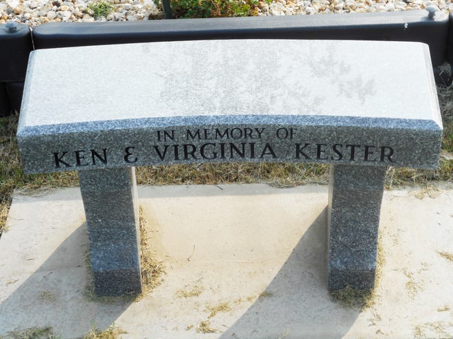 A memorial bench for Ken and Virginia Kester was placed behind the first tee box at the Las Animas/Bent County Golf Course this past summer.