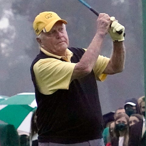 Honorary starter Jack Nicklaus hit his ceremonial 