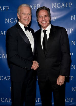 47th Vice President of the United States Joe Biden and Former Deputy Secretary of State Antony Blinken attend the National Committee On American Foreign Policy 2017 Gala Awards Dinner on October 30, 2017 in New York City.