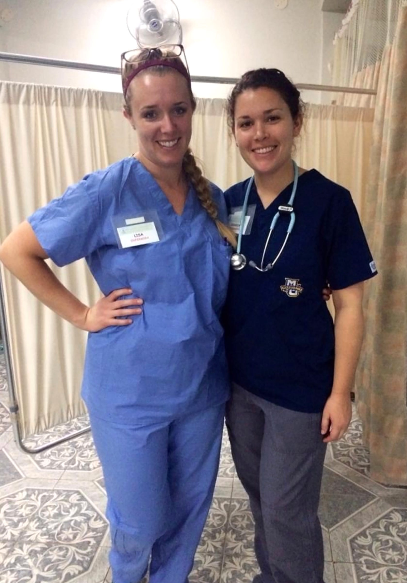Nurses Jessica Rosing, right, and Lisa Mader in 2016, weeks before Rosing was attacked by a patient at St. Luke's Medical Center.