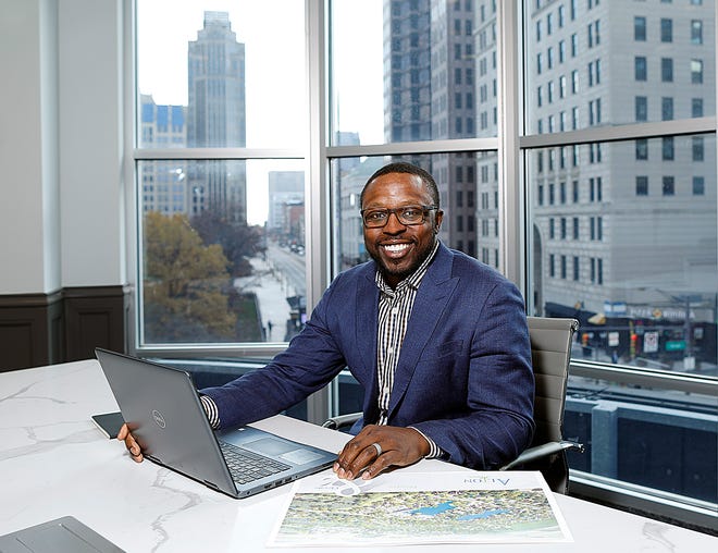 Former Ohio State All-American Mike Doss at the Robert Weiler Company's Downtown office, where Doss has embraced a career in commercial real estate