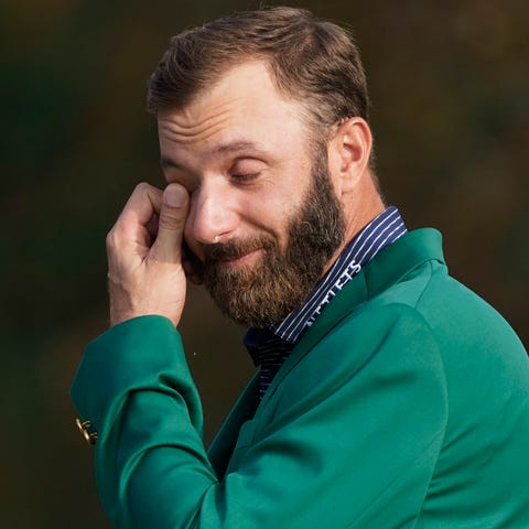 Dustin Johnson gets emotional after winning The Ma