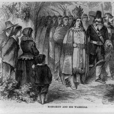 This  sketch depicts a meeting between Massasoit O