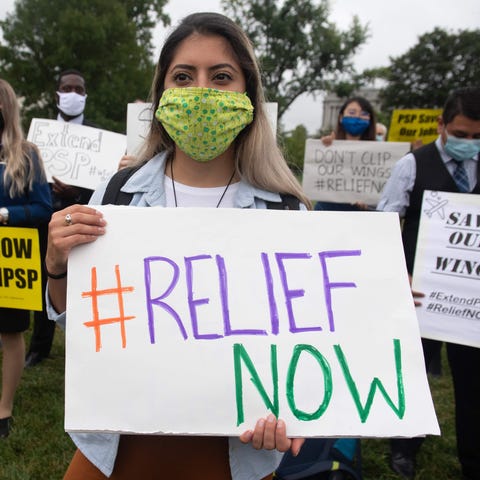 Aviation workers demonstrate on Capitol Hill on Se