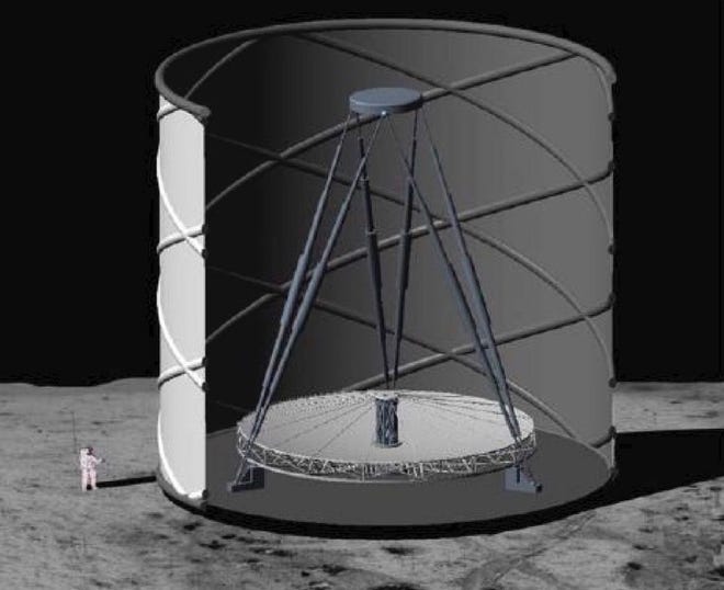 An artist's conception of what a telescope on the moon might look like.