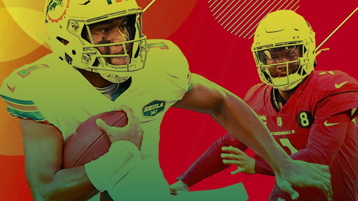 Dolphins QB Tua Tagovailoa and Cardinals QB Kyler Murray (1) have their clubs riding hot streaks.