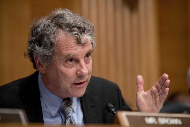 U.S. Sen. Sherrod Brown spoke to reporters on Wednesday, two days after admonishing a Republican colleague for not wearing a mask.