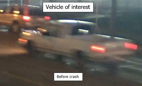 This white Chevy Silverado pick-up truck is believed to have been involved in a fatal hit-skip crash on the East Side on Tuesday, Nov. 17, 2020. Anyone with information should call Central Ohio Crime Stoppers at 614-461-TIPS.