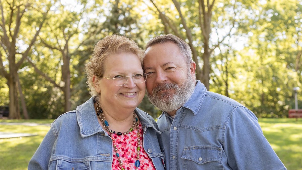 Jill and Jim Frost of East Peoria pause for a photo in September. A month later, COVID-19 would strike both, her fatally.