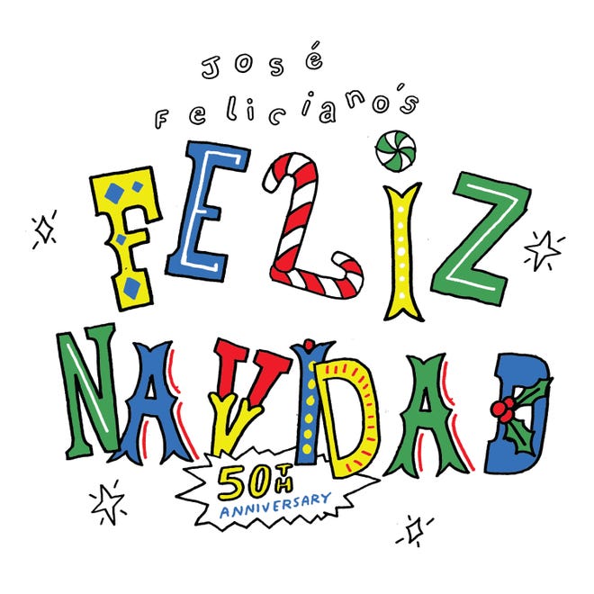 The cover for the 50th anniversary, rerecorded single "Feliz Navidad."