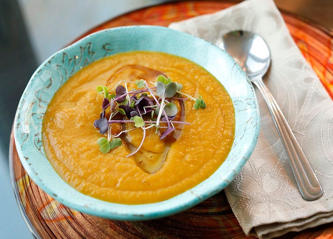 Curried butternut apple bisque.
Michelle McGrath of Scituate has penned a cookbook "The Creative Table: Recipes that Nourish Gather and Unite" on Thursday November 19, 2020 Greg Derr/ The Patriot Ledger