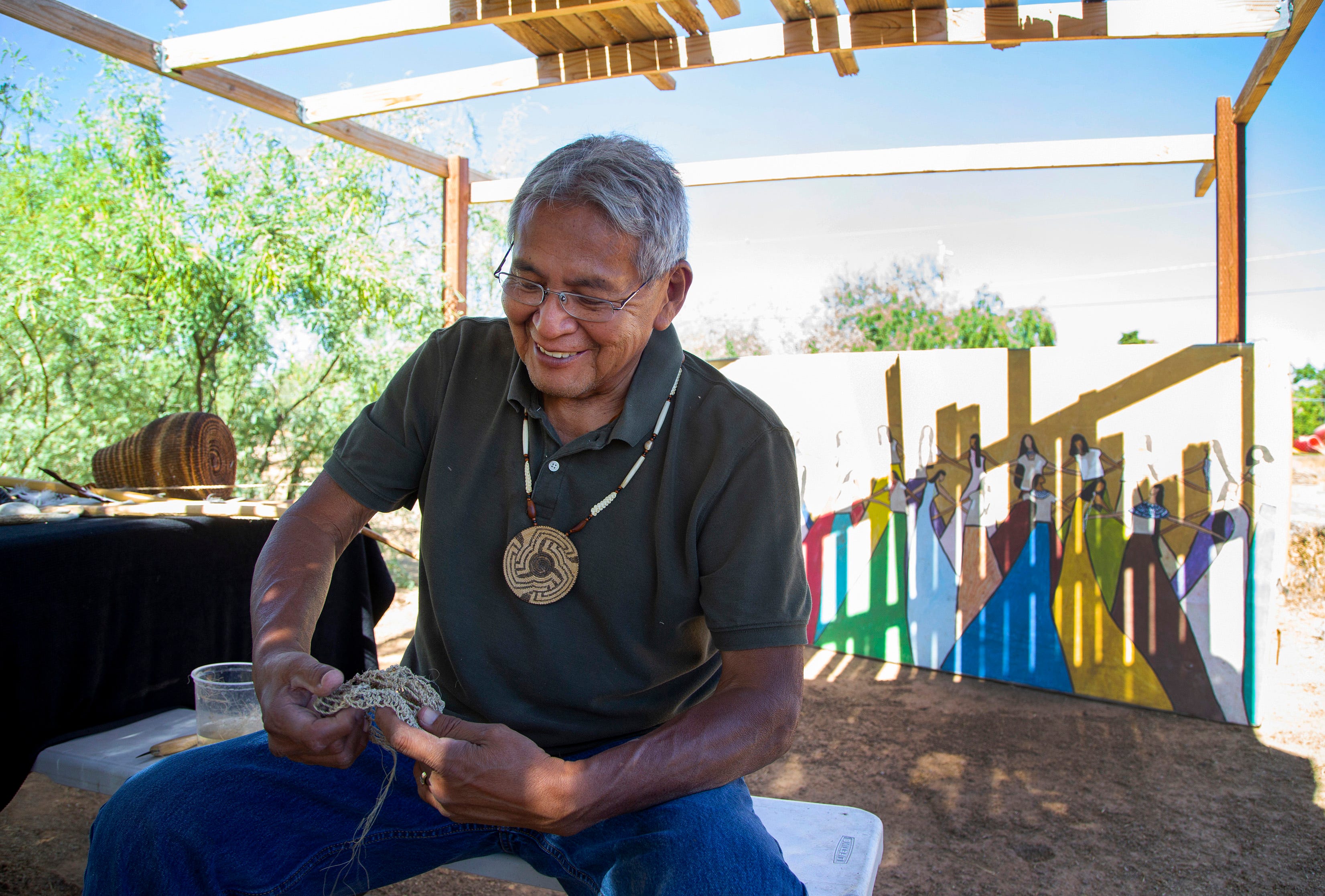 O'odam artist Royce Manuel uses traditional materials create bow, arrows, baskets, and flutes.