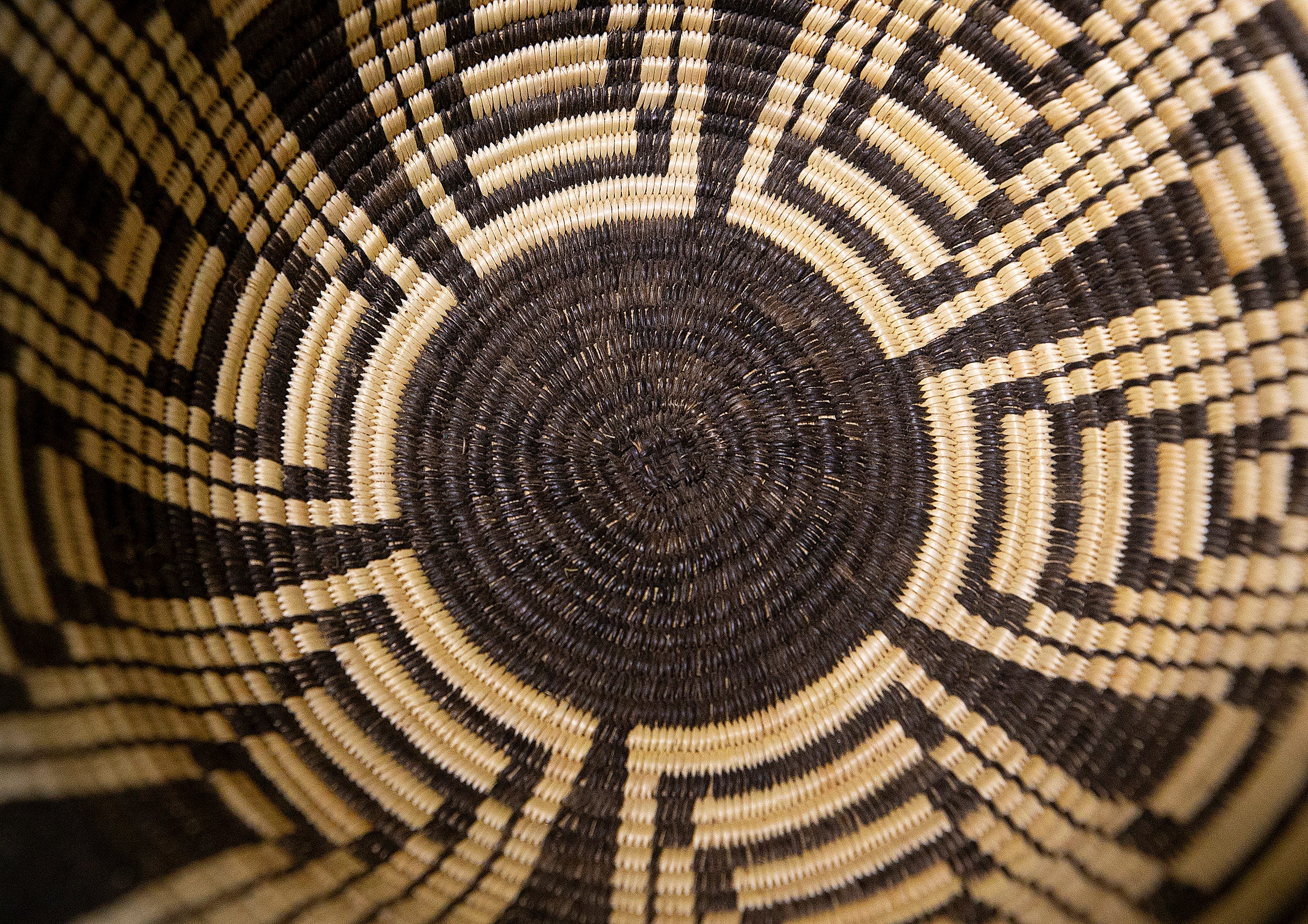 Basket weaver August Wood uses natural materials for his creations. He finds willow and cattail along the river and he grows his own devil's claw.