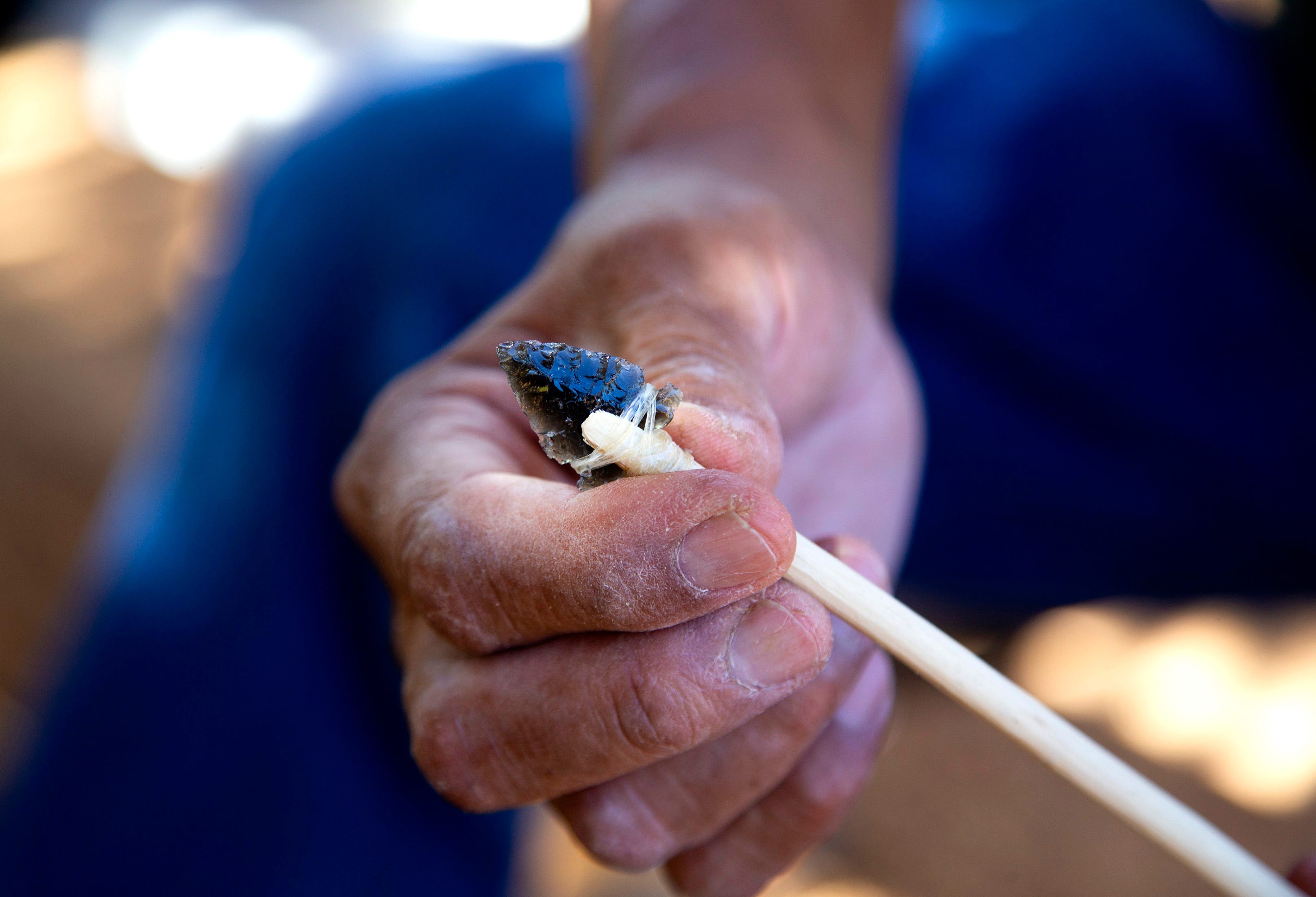 Royce Manuel, Salt River Pima-Maricopa Indian Community elder, uses traditional materials create bow, arrows, baskets, and flutes. Tribal artisans, cultural practitioners are experiencing issues in finding the natural materials they need.