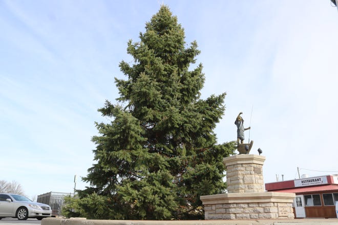 The city of Port Clinton's downtown Christmas tree still stands tall despite recent strong winds.