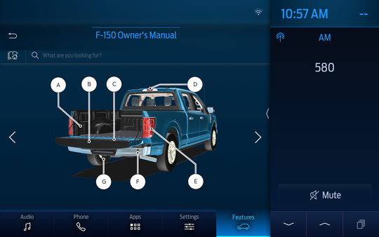 Ford has converted most of its physical paper manual into a digital version, starting with the 2021 Ford F-150. Visuals like this are available on the vehicle's touchscreen.