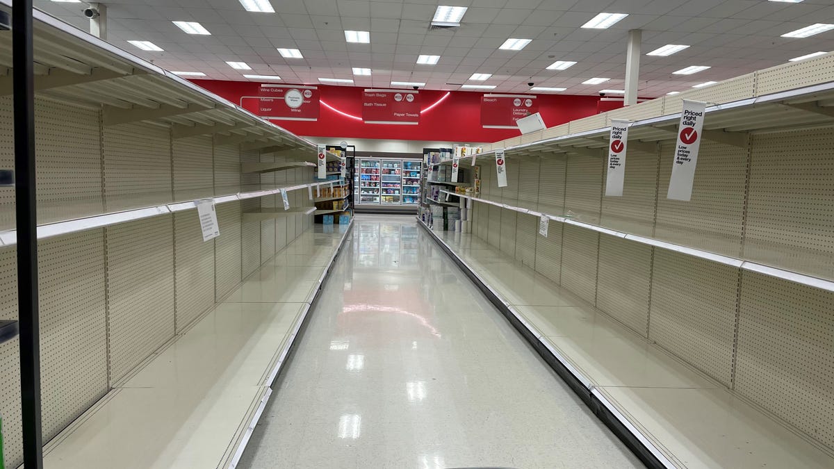 Shoppers have been stocking up on toilet paper and paper towels. At a Florida Target Sunday, only a few rolls of paper towels were available.
