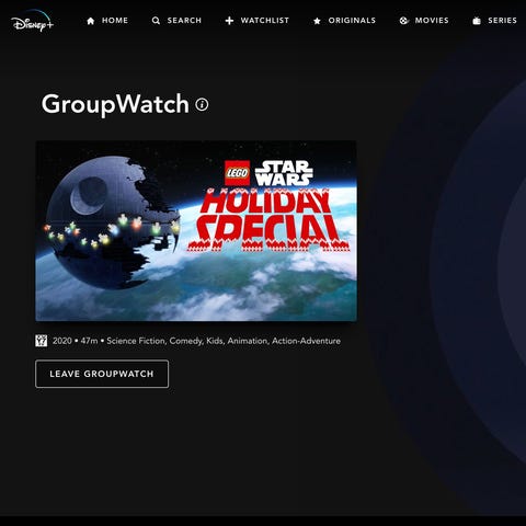 A screen shot of the Disney+ streaming service's G