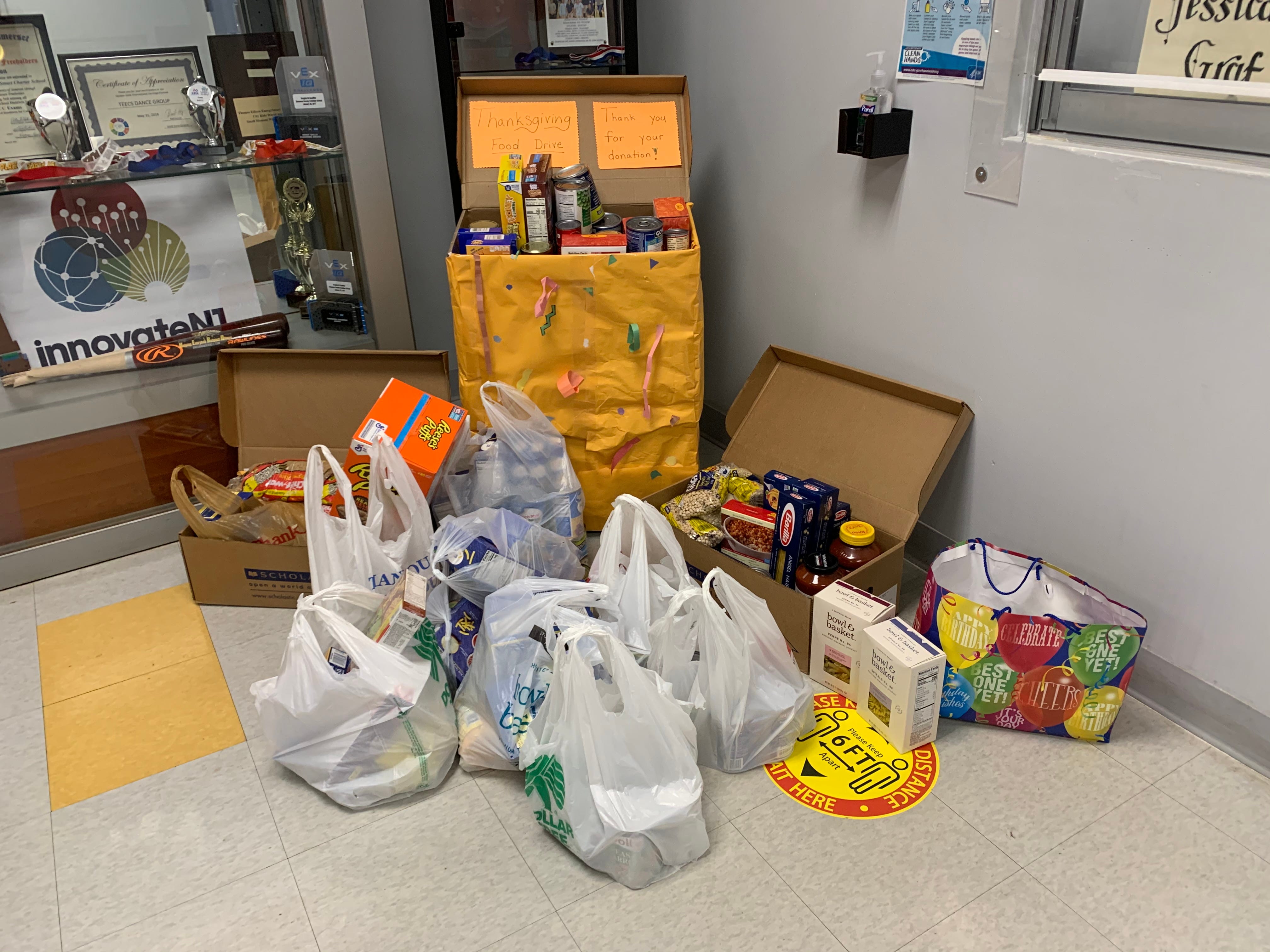 Thomas Edison EnergySmart Charter School students donated food to the Franklin Food Bank.