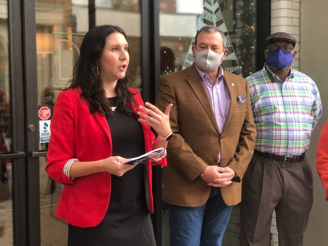 Downtown Development Authority CEO Anita Begnaud speaks about the importance of shopping local on Tuesday, Nov. 24, 2020.