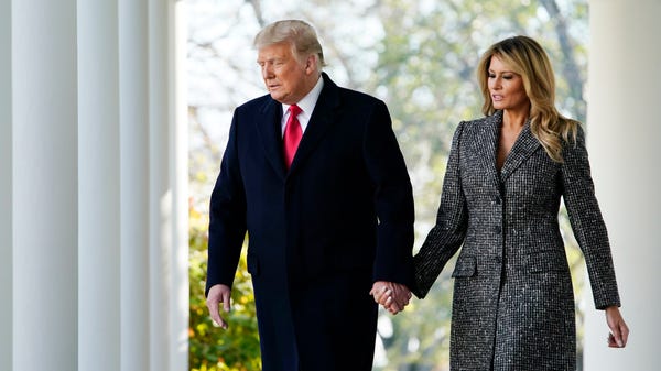 First lady Melania Trump wore a steel-colored twee
