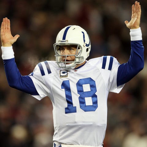 Peyton Manning of the Indianapolis Colts celebrate