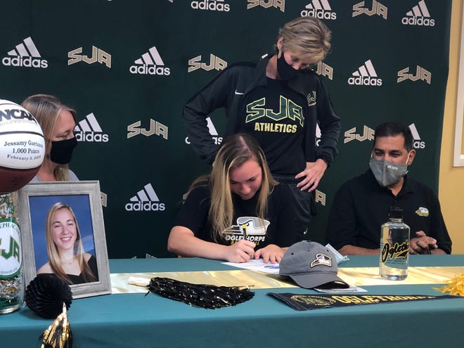 St. Joseph Academy basketball player Jessamy Gaetanos, a four-year starter and three-year captain, signs a letter of intent to attend Oglethorpe University in Atlanta.