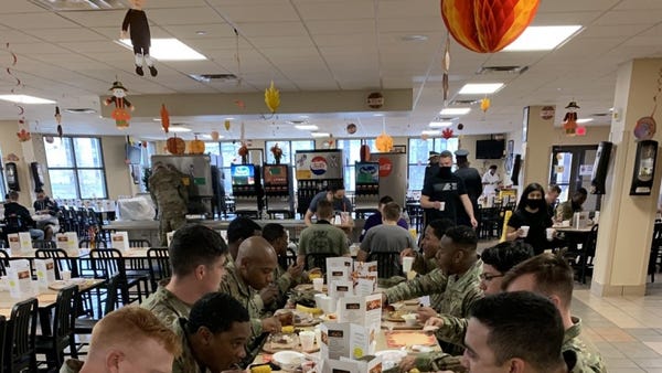 Military students at Fort Lee gathered, albeit soc