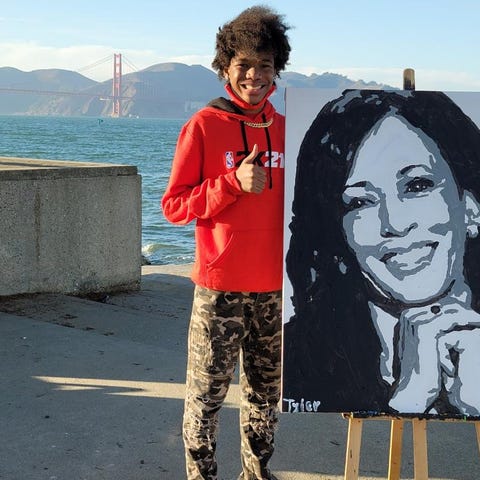 Tyler Gordon painted a portrait of Vice President-