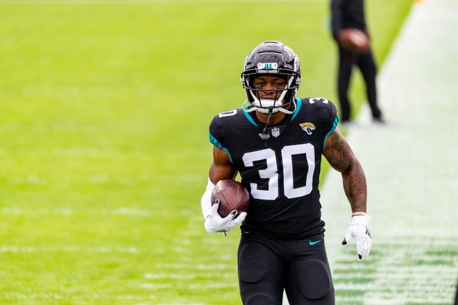 Jaguars running back James Robinson is on track to break the NFL record for scrimmage yards in one season by an undrafted free-agent rookie.