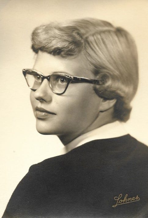 Janice McNelly at her high school graduation, 1958