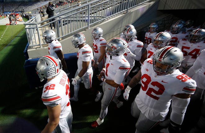 Ohio State players get ready to take the field for the game at Penn State on Oct. 31.