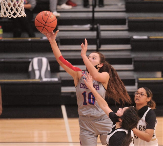 Cooper's Bri Garcia (10) drives for a shot against the Abilene High defense. Garcia scored a team-high 15 points in the Lady Coogs' 62-41 victory over AHS on Tuesday at Eagle Gym.