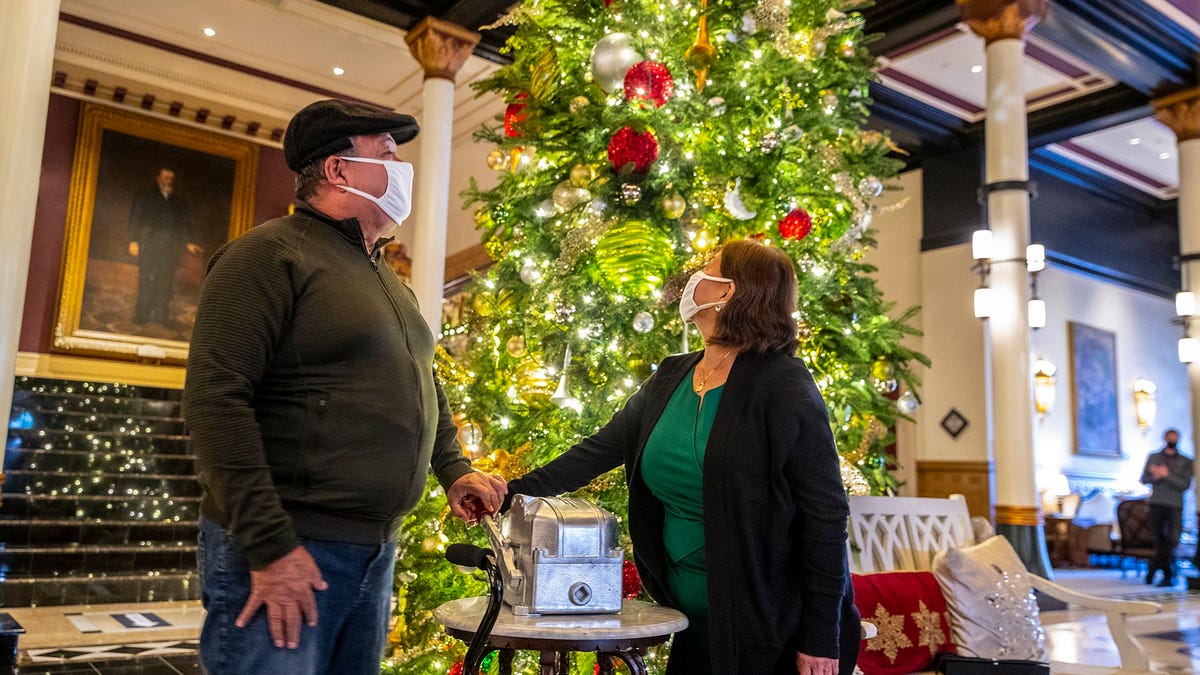 Nelson Toala lighted the Christmas Tree at the Driskill Hotel