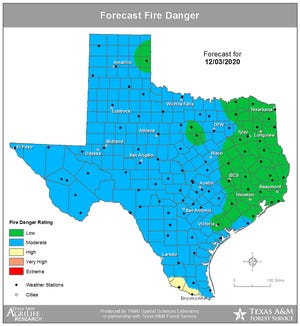 Texas A&M Agrilife Fire Danger Map