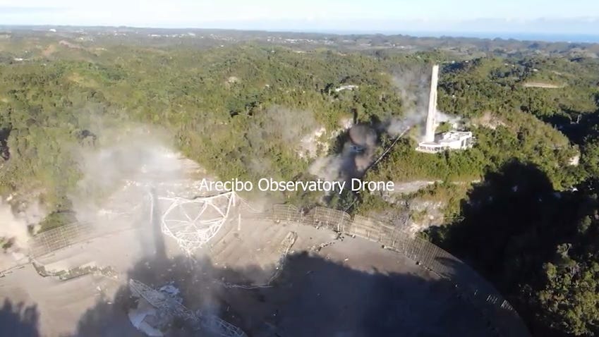Arecibo radio telescope collapses in dramatic platform fall